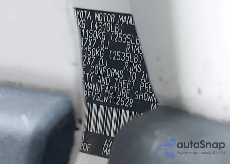 2020 Toyota Rav4 Le z USA, uszkodzony, nr VIN 2T3F1RFV3LW112628